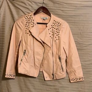 Women’s powder pink bomber jacket with studs 🤍